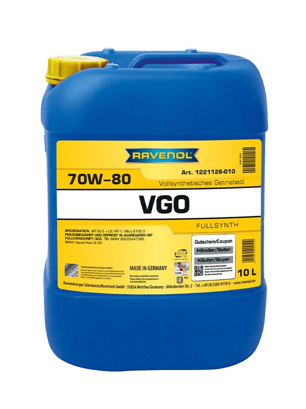 10 Liter RAVENOL VGO SAE 70W-80 LS, 1221126