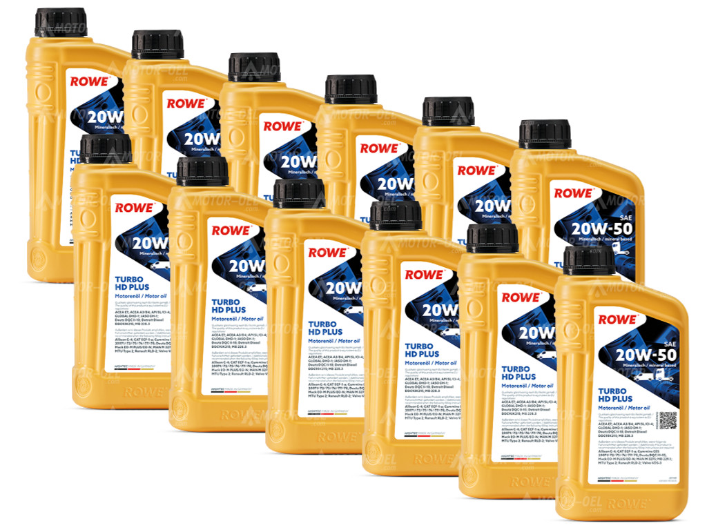 12 Liter (12x1L) ROWE HIGHTEC TURBO HD SAE 20W-50 PLUS 20130
