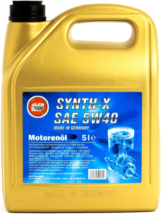 ALCO SYNT-X 5W40 API SL-CF-SJ, 5 Liter