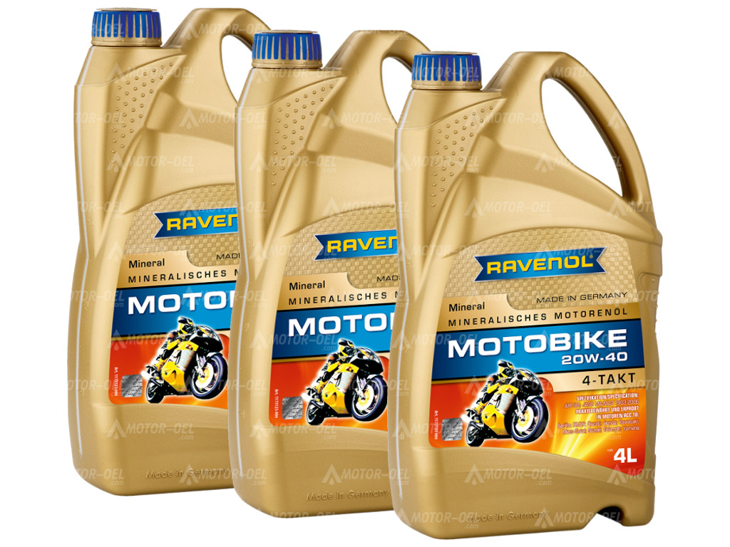 RAVENOL Motobike 4-T Mineral SAE 20W-40 12 (3x4) Ltr. RAVENOL Motobike 4-T Mineral SAE 20W-40 12 (3x4) Ltr.