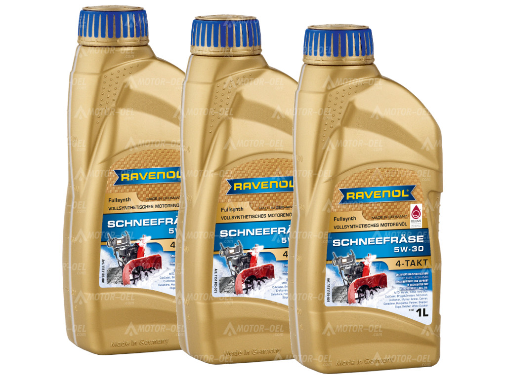 RAVENOL Schneefräse 4-Takt 5W-30 Vollsynth. 3 Liter (3x1L), 1151105 