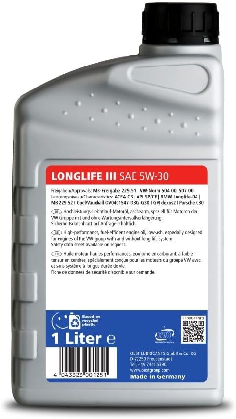 OEST LONGLIFE III SAE 5W-30, 1 Liter, 32339