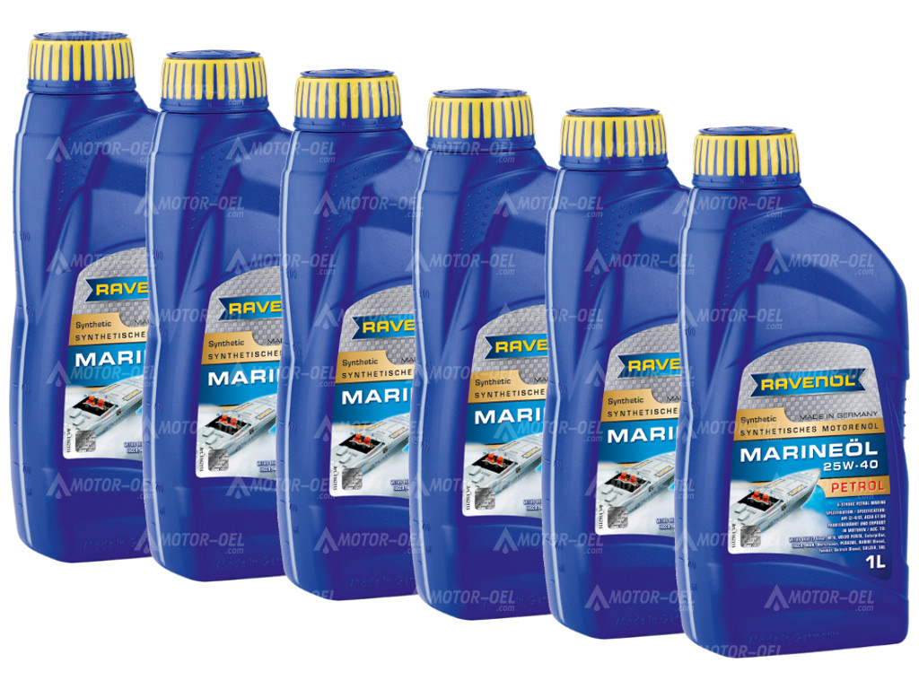 RAVENOL MARINEOIL PETROL SAE 25W-40 SYNTHETIC 6 (6x1) Ltr. RAVENOL MARINEOIL PETROL SAE 25W-40 SYNTHETIC 6 (6x1) Ltr.