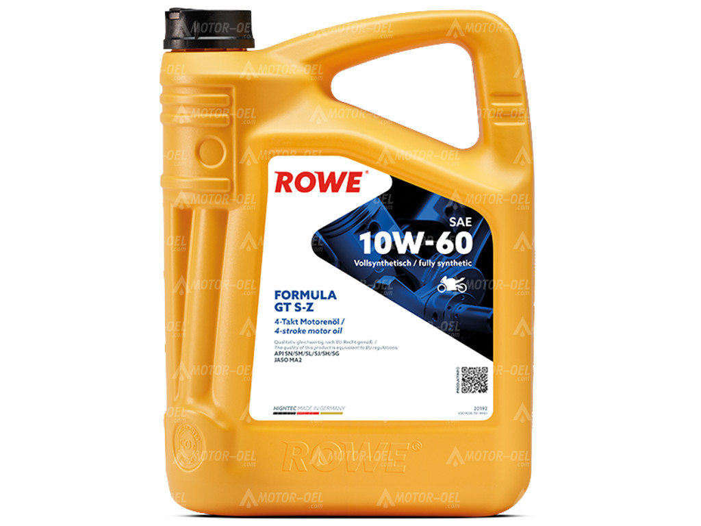 ROWE HIGHTEC FORMULA GT SAE 10W-60 S-Z, 5 Liter, 20192 4 Liter ROWE HIGHTEC FORMULA GT SAE 10W-60 S-Z