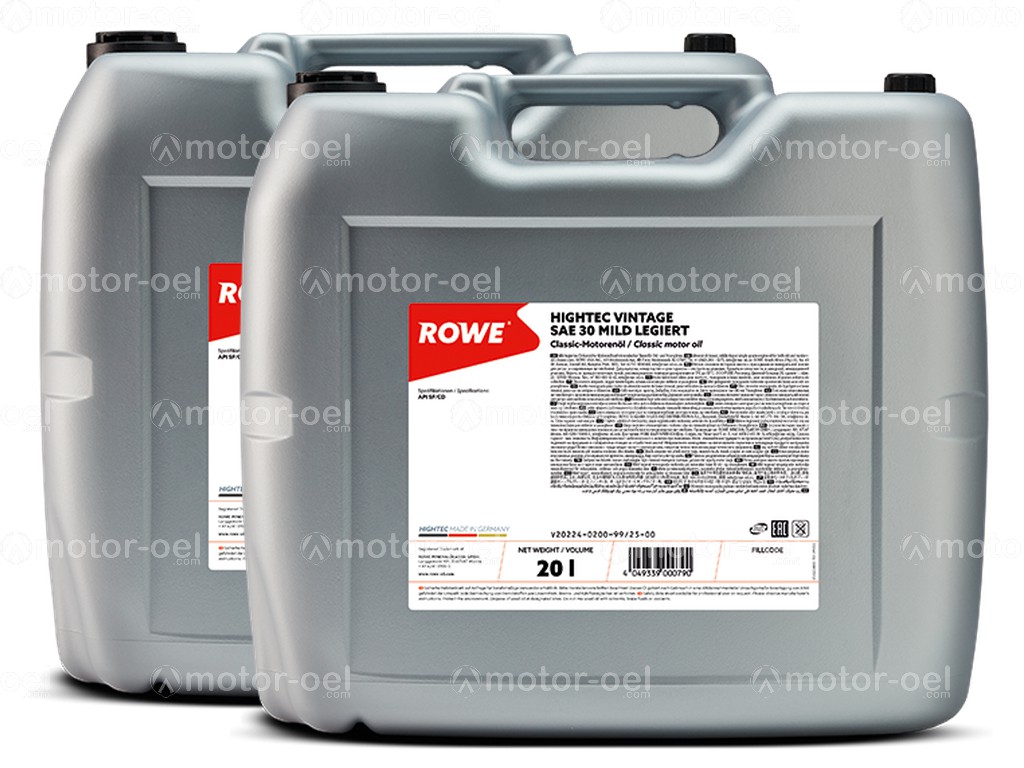 ROWE HIGHTEC VINTAGE SAE 30 MILD LEGIERT, 40 Liter (2x20L), 20224