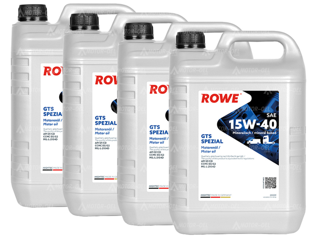 ROWE HIGHTEC GTS SPEZIAL SAE 15W-40, 20 Liter (4x5L), 20009 ROWE HIGHTEC GTS SPEZIAL SAE 15W-40, 20 Liter (4x5L), 20009