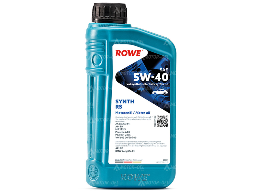 ROWE HIGHTEC SYNTH RS SAE 5W-40, 1 Liter, 20001 ROWE HIGHTEC SYNTH RS SAE 5W-40, 6 Liter (5L+1L), 20001