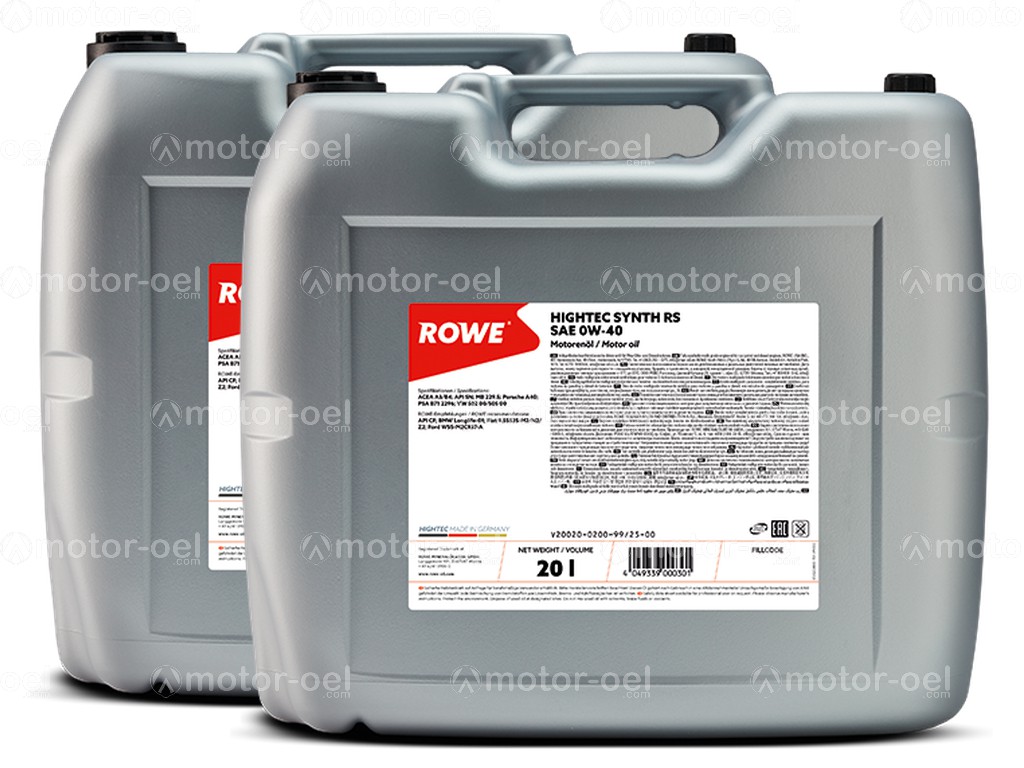 ROWE HIGHTEC SYNTH RS SAE 0W-40, 40 Liter (2x20L), 20020