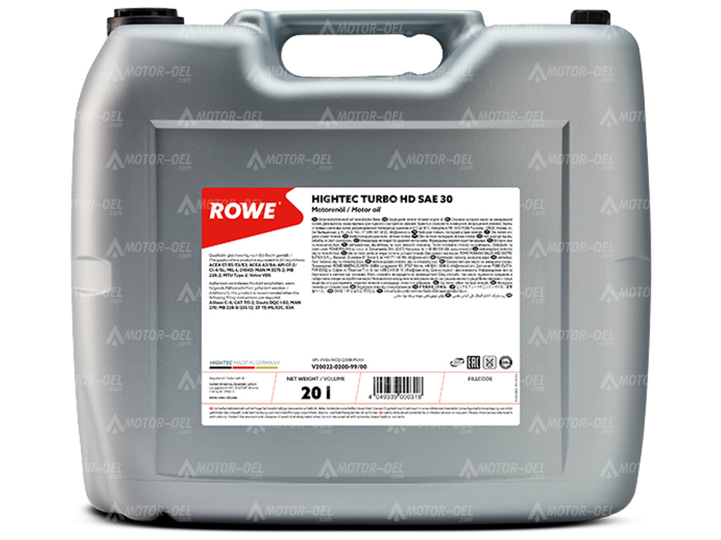 ROWE HIGHTEC TURBO HD SAE 30, 20 Liter, 20022