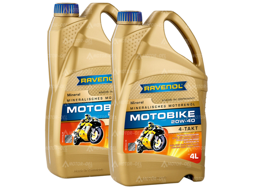 RAVENOL Motobike 4-T Mineral SAE 20W-40 8 (2x4) Ltr. RAVENOL Motobike 4-T Mineral SAE 20W-40 8 (2x4) Ltr.