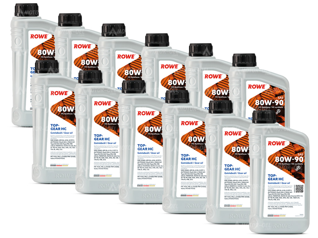 12 Liter (12x1L) ROWE HIGHTEC TOPGEAR SAE 80W-90 HC 25000