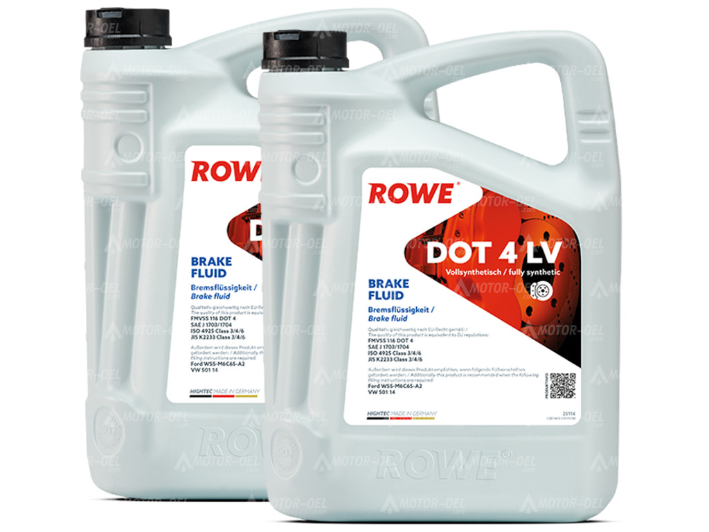 ROWE HIGHTEC BRAKE FLUID DOT 4 LV, 10 Liter (2x5L), 25114