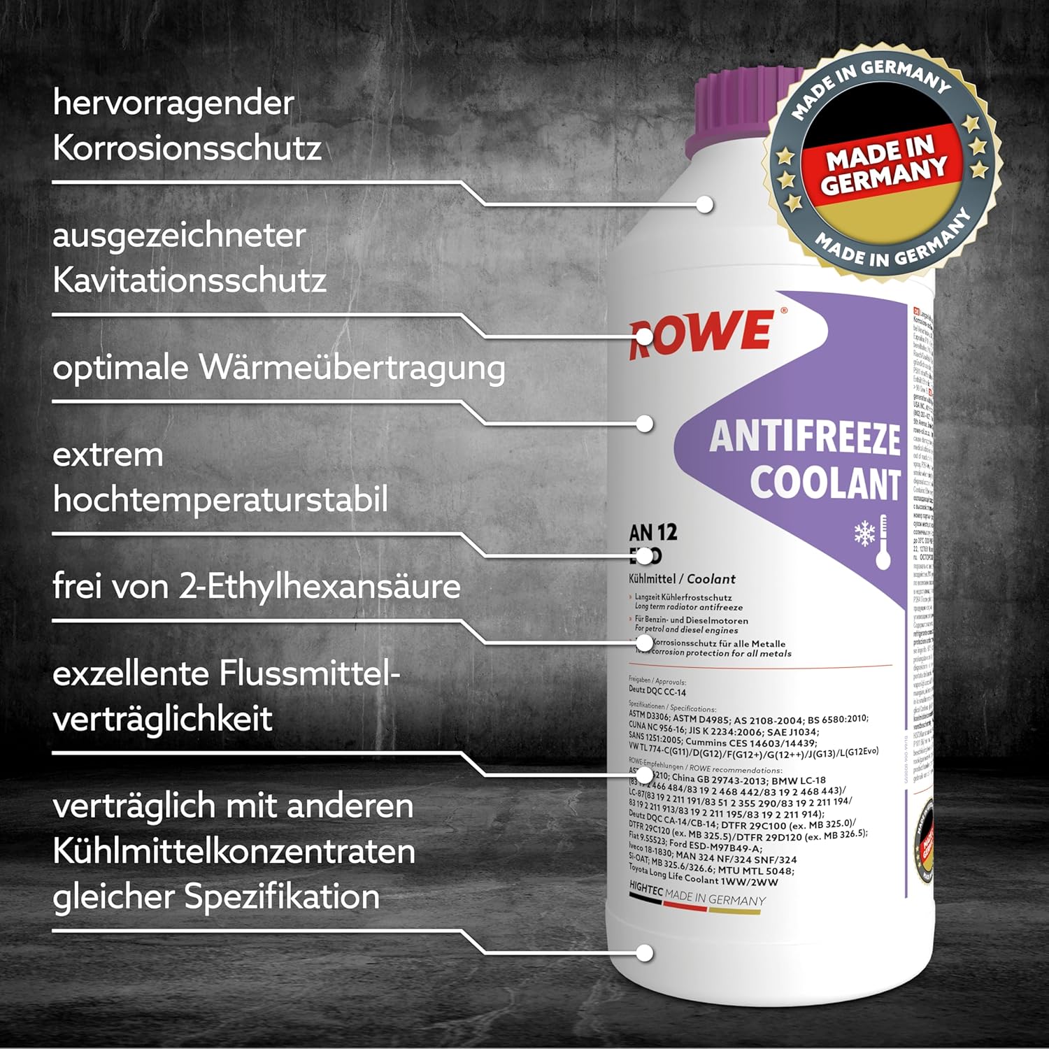 1,5 Liter ROWE HIGHTEC ANTIFREEZE COOLANT AN 12 EVO, 21080