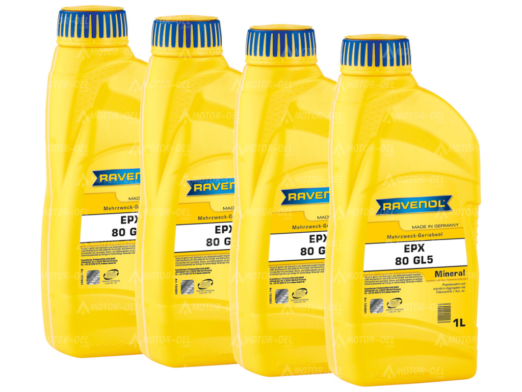 RAVENOL Getriebeoel EPX SAE 80 GL 5 4 (4x1) Ltr.