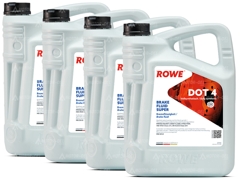 ROWE HIGHTEC BRAKE FLUID SUPER DOT 4, 20 Liter (4x5L), 25102