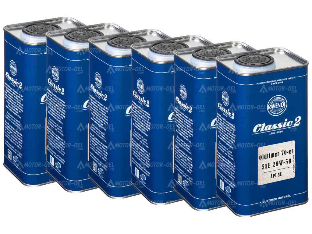 RAVENOL Oldtimer 70-er SAE 20W-50 API SE, 6 (6x1) Ltr.