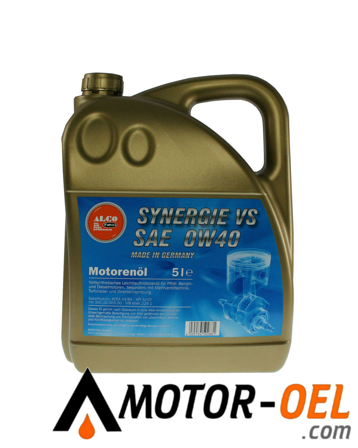 ALCO Synergy VS 0W40 MB 229.3, 5 Liter