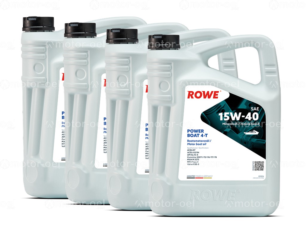 ROWE HIGHTEC POWER BOAT 4-T SAE 15W-40, 20 Liter (4x5L), 20006