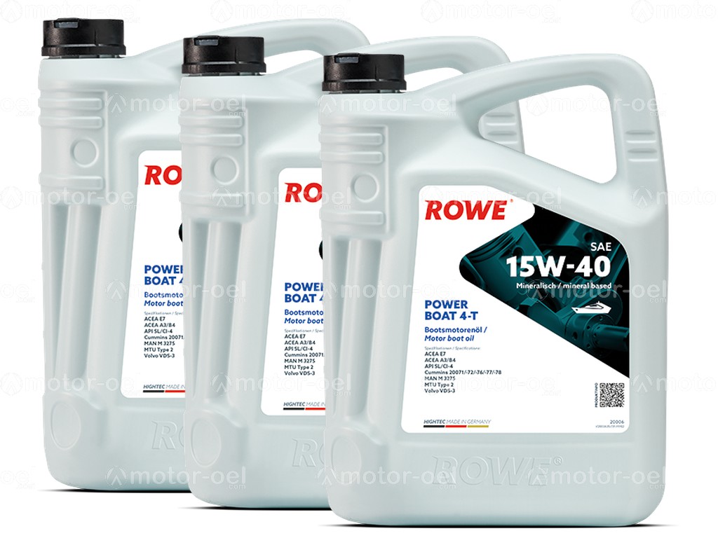 ROWE HIGHTEC POWER BOAT 4-T SAE 15W-40, 15 Liter (3x5L), 20006