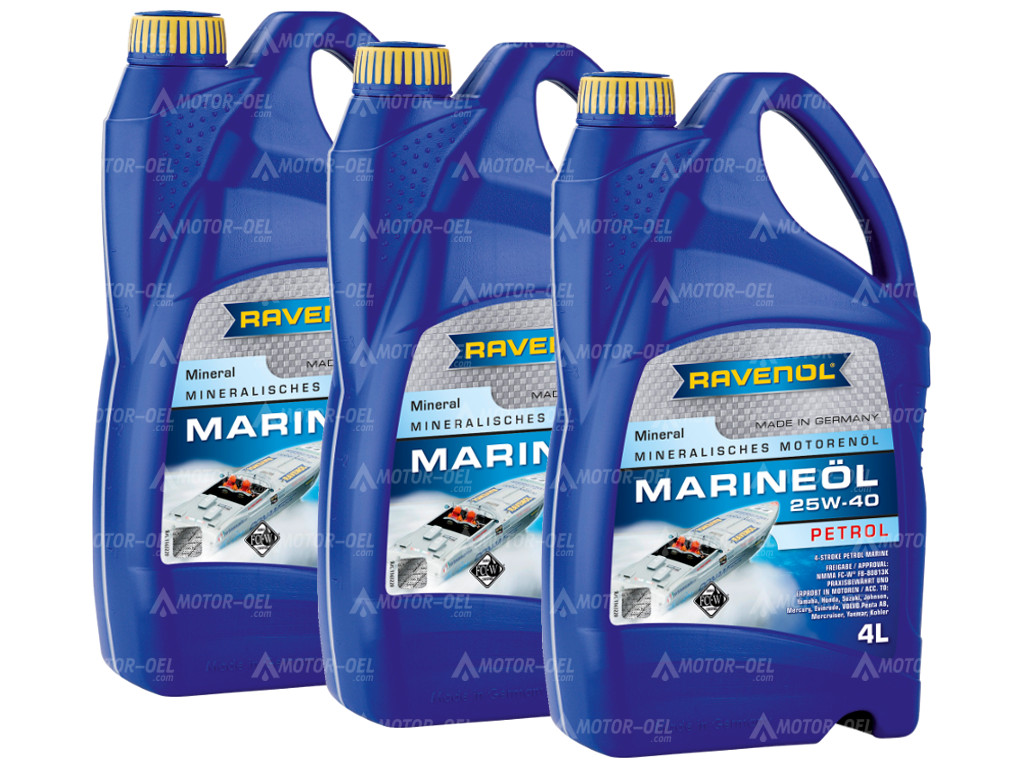 RAVENOL MARINEOIL Petrol 25W-40 12 (3x4) Ltr.  RAVENOL MARINEOIL Petrol 25W-40 12 (3x4) Ltr.