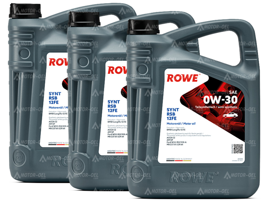 ROWE HIGHTEC SYNT RSB 12FE SAE 0W-30, 15 Liter (3x5L), 20305