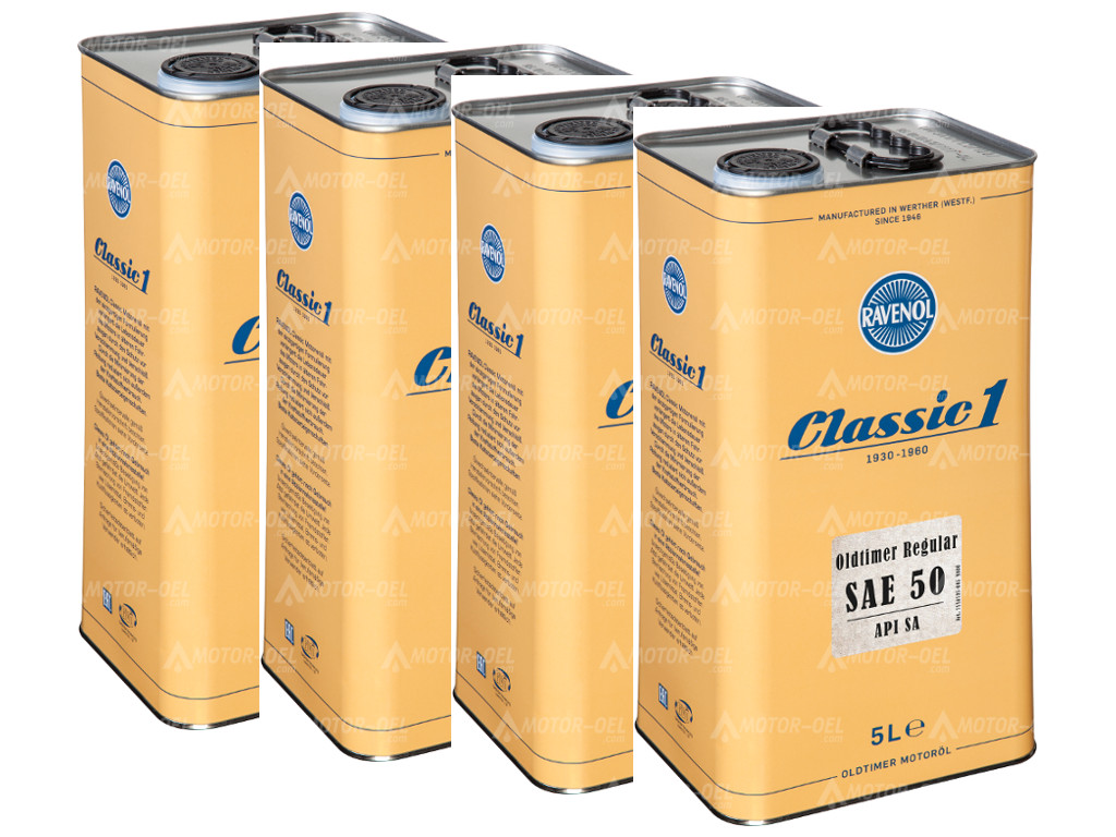 RAVENOL Oldtimer Regular SAE 50 API SA, 20 (4x5) Ltr.