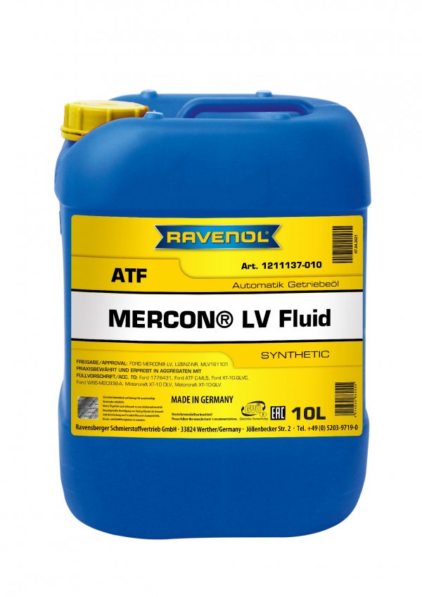 RAVENOL ATF MERCON® LV Fluid 10 Liter, 1211137 RAVENOL ATF MERCON® LV Fluid 10 Liter, 1211137