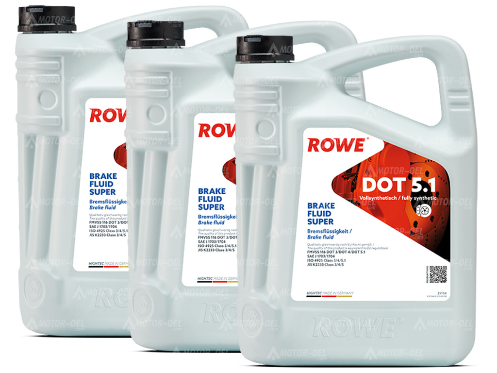 ROWE HIGHTEC BRAKE FLUID SUPER DOT 5.1, 15 Liter (3x5L), 25104