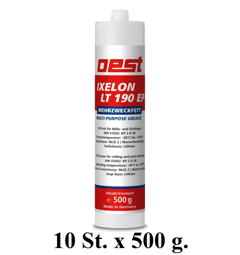 5 kg. (10x500g,) OEST Ixelon LT 190 EP Mehrzweckfett Kartusche 42199 5 kg. (10x500g,) OEST Ixelon LT 190 EP Mehrzweckfett Kartusche 42199