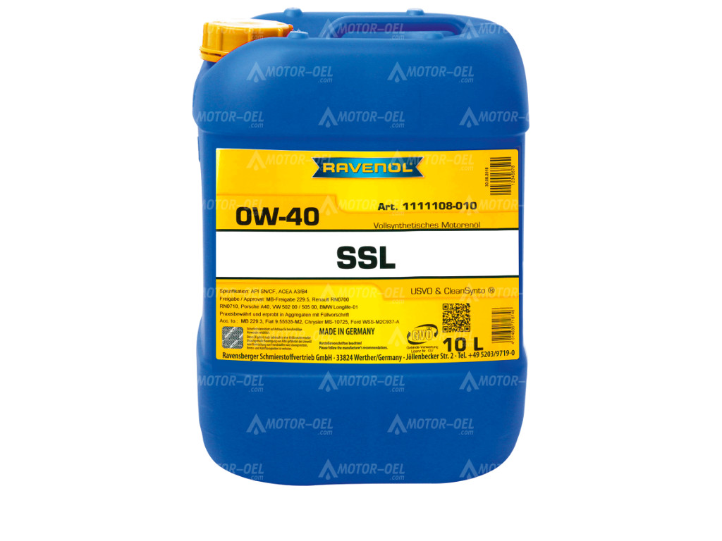 10 Liter RAVENOL Super Synthetik Öl SSL SAE 0W-40, 1111108