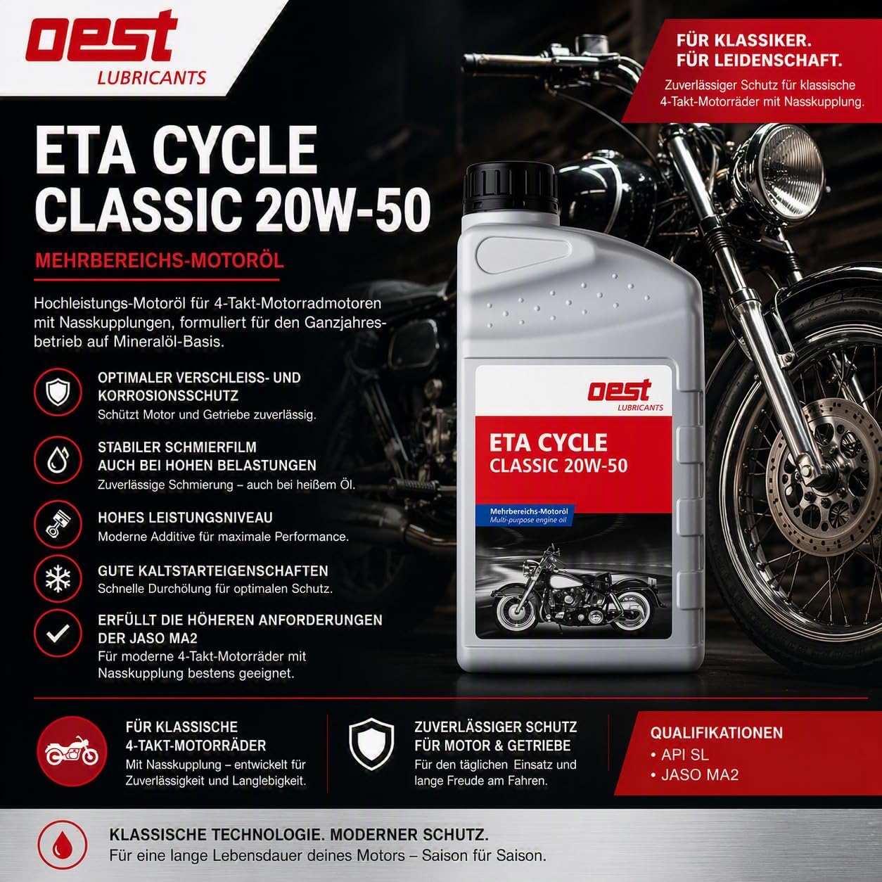OEST ETA Cycle Classic SAE 20W-50 1 Liter, 32382