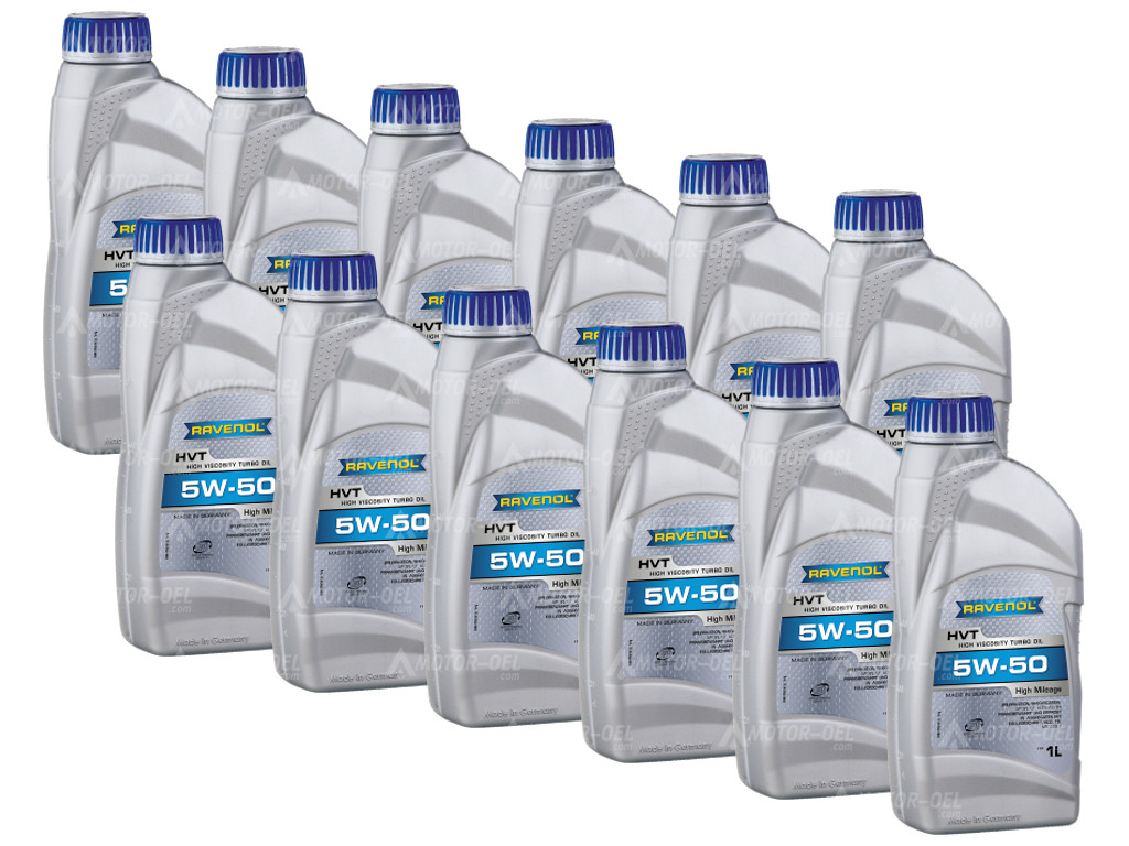 RAVENOL HVT High Viscosity Turbo Oil SAE 5W-50, 12 Liter (12x1L), 1116102