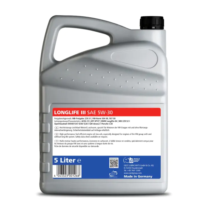 OEST Longlife III SAE 5W-30, 5 Liter, 32339 OEST Longlife III SAE 5W-30, 5 Liter, 32339