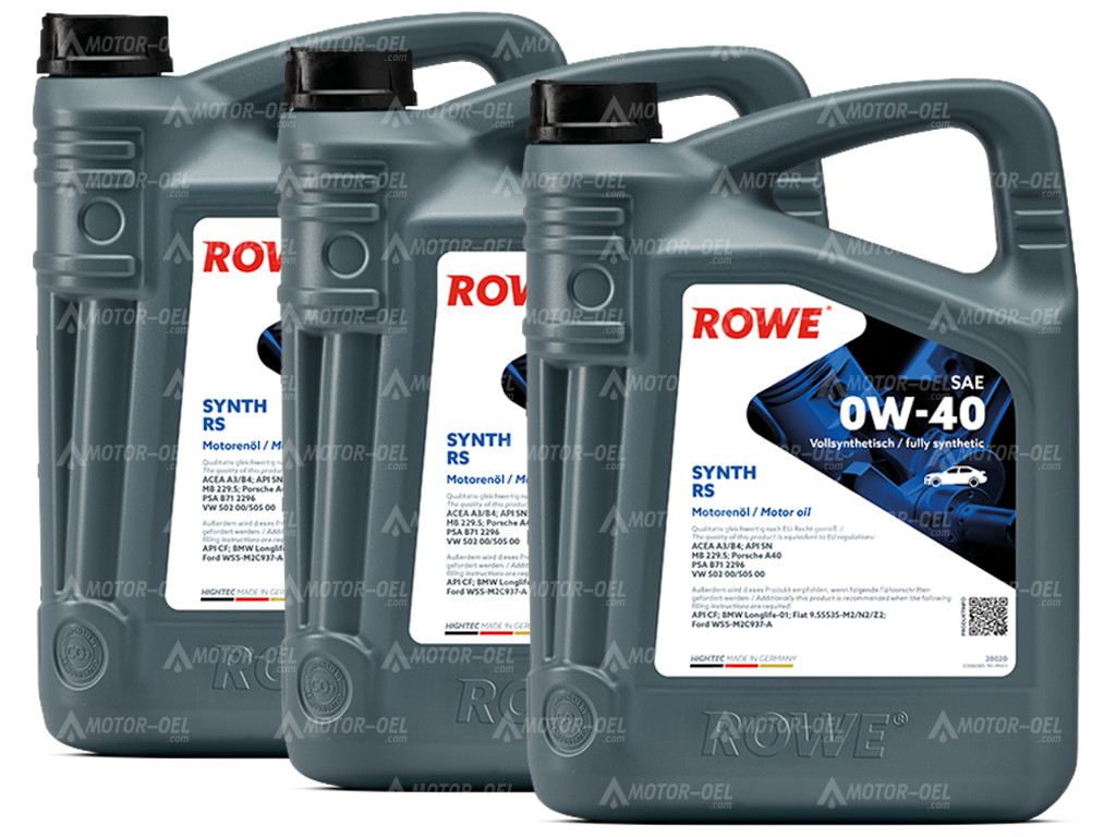 ROWE HIGHTEC SYNTH RS SAE 0W-40, 15 Liter (3x5L), 20020