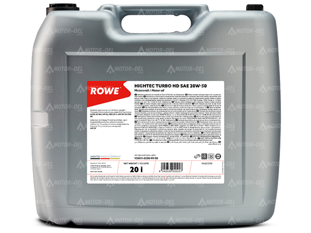 ROWE HIGHTEC TURBO HD SAE 20W-50, 20 Liter, 20011