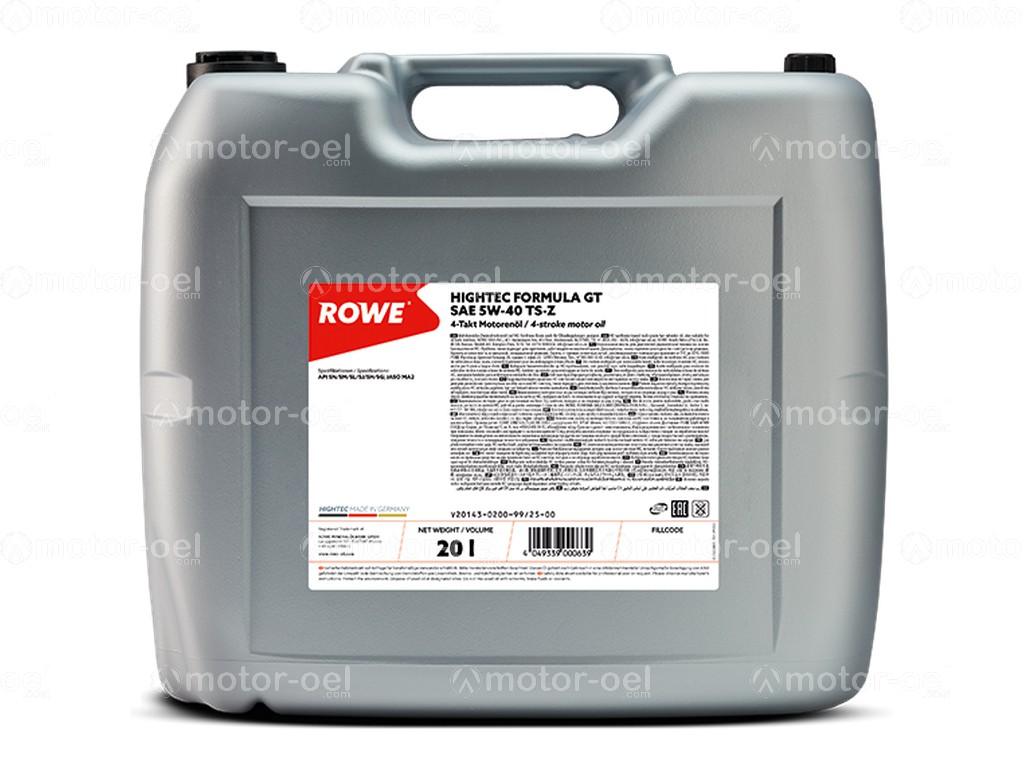 ROWE HIGHTEC FORMULA GT SAE 5W-40 TS-Z, 20 Liter, 20143