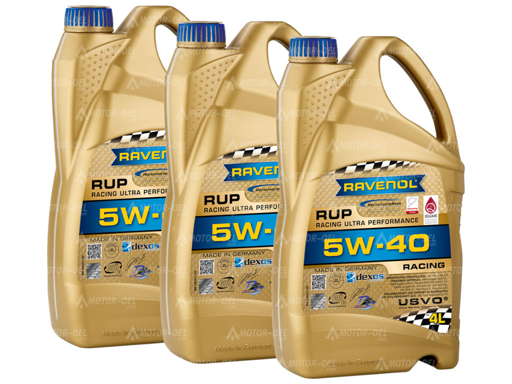 RAVENOL RUP Racing Ultra Performance SAE 5W-40, 12 Liter (3x4L), 1141091 RAVENOL RUP Racing Ultra Performance SAE 5W-40, 15 Liter (3x5L), 1141091