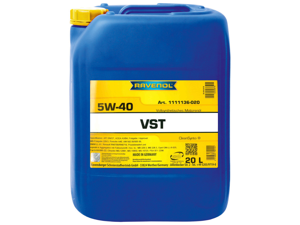 RAVENOL VollSynth Turbo VST SAE 5W-40, 160 Liter (8x20L) Bag in Box, 1111136