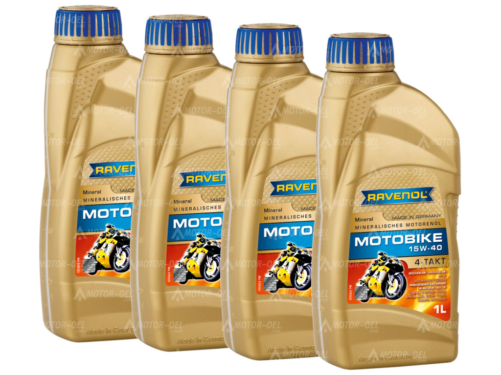 RAVENOL Motobike 4-T Mineral SAE 15W-40  4 (4x1) Ltr. RAVENOL Motobike 4-T Mineral SAE 15W-40  4 (4x1) Ltr.