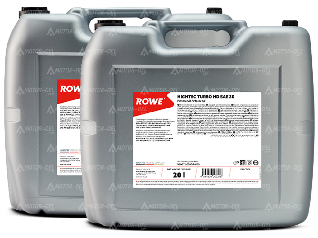 ROWE HIGHTEC TURBO HD SAE 30, 40 Liter (2x20L), 20022 ROWE HIGHTEC TURBO HD SAE 30, 40 Liter (2x20L), 20022