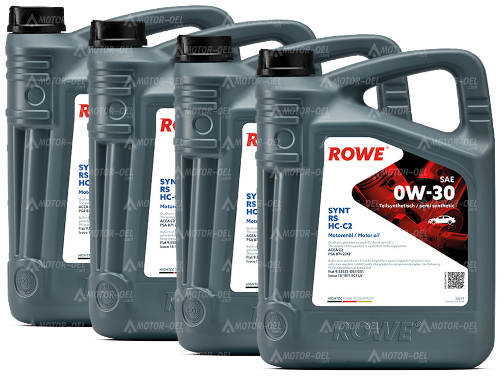 ROWE HIGHTEC SYNT RS SAE 0W-30 HC-C2, 20 Liter (4x5L), 20247