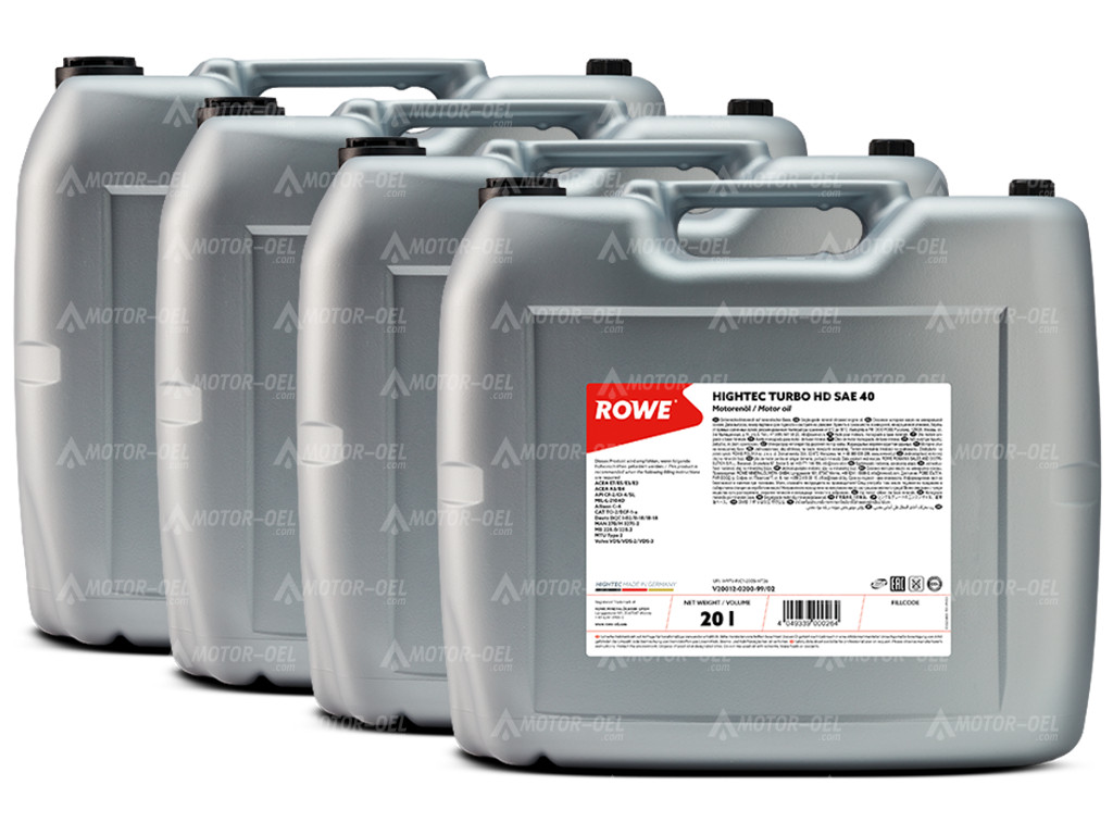 ROWE HIGHTEC TURBO HD SAE 40, 80 Liter (4x20L), 20012 ROWE HIGHTEC TURBO HD SAE 40, 80 Liter (4x20L), 20012