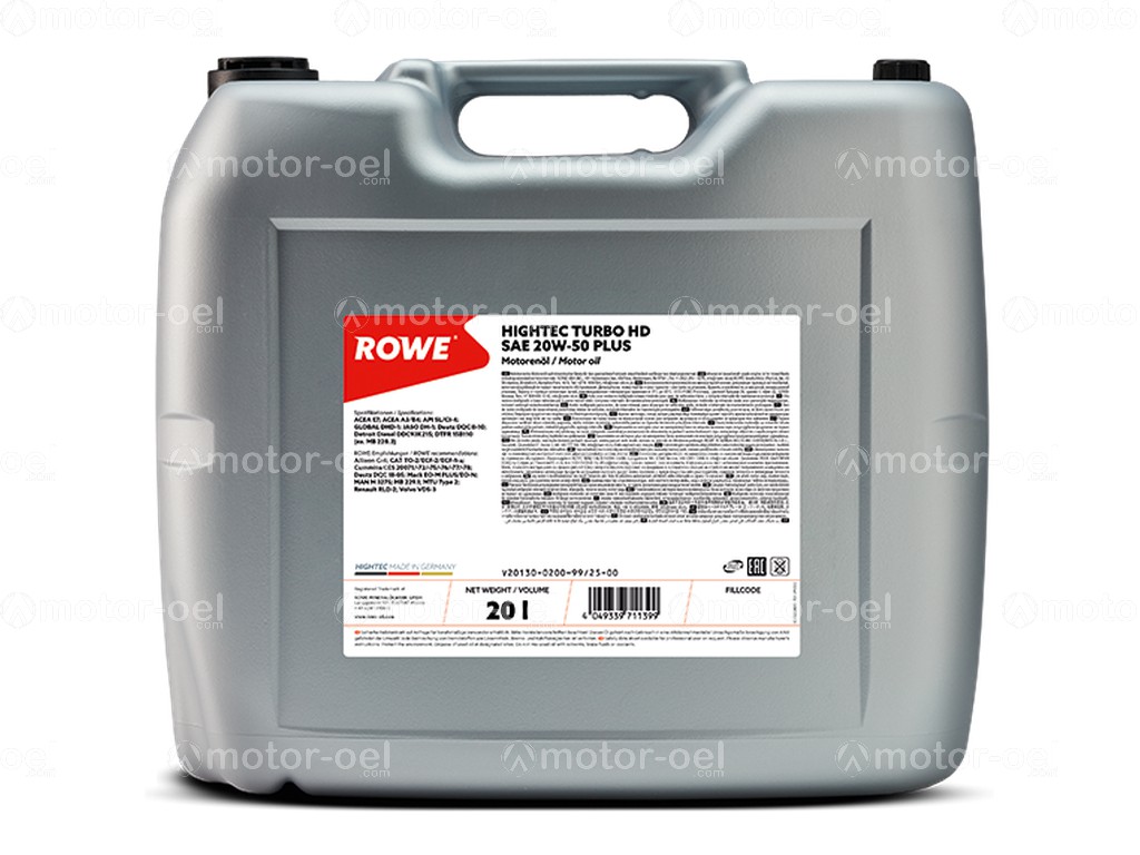 ROWE HIGHTEC TURBO HD SAE 20W-50 PLUS, 20 Liter, 20130