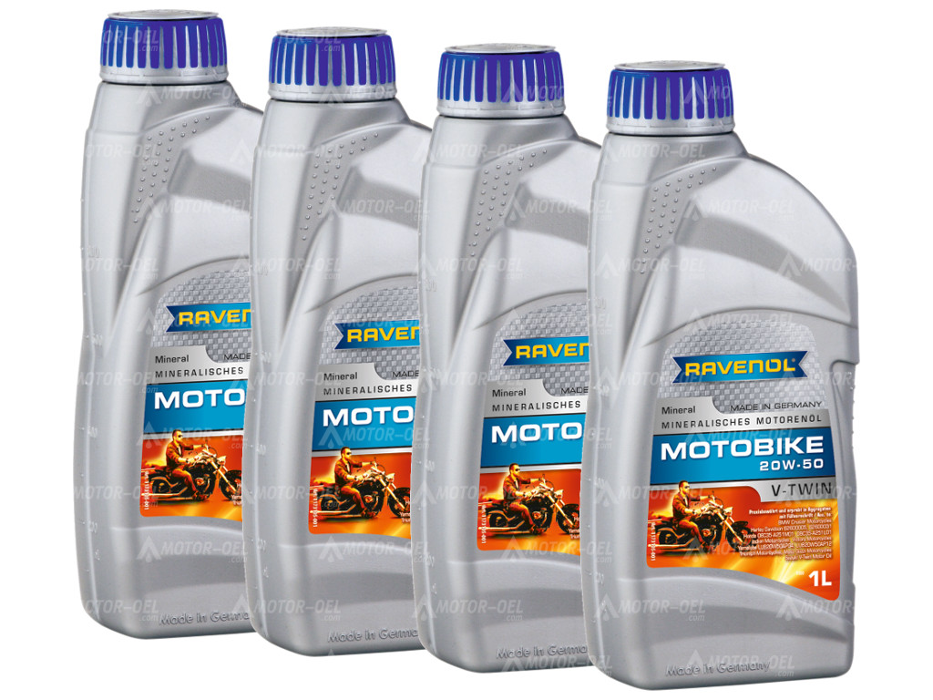 RAVENOL Motobike V-Twin SAE 20W-50 Mineral 4 (4x1) Ltr.