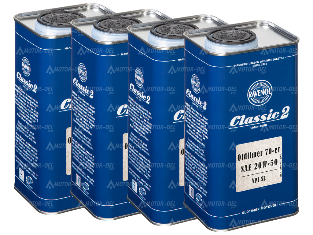 RAVENOL Oldtimer 70-er SAE 20W-50 API SE, 4 (4x1) Ltr.