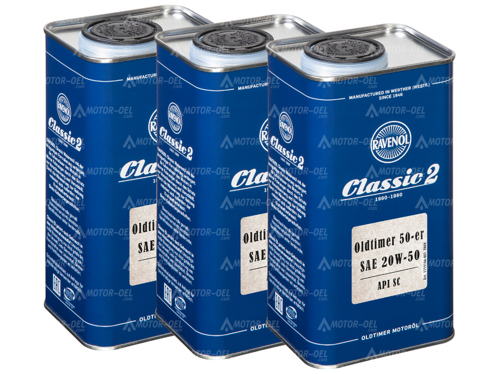 RAVENOL Oldtimer 50-er SAE 20W-50 API SC, 3 (3x1) Ltr.