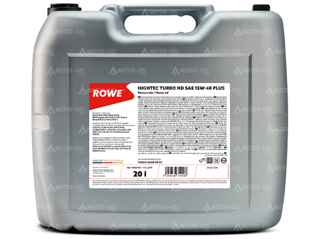 ROWE HIGHTEC TURBO HD SAE 15W-40 PLUS, 20 Liter, 20041 ROWE HIGHTEC TURBO HD SAE 15W-40 PLUS, 20 Liter, 20041
