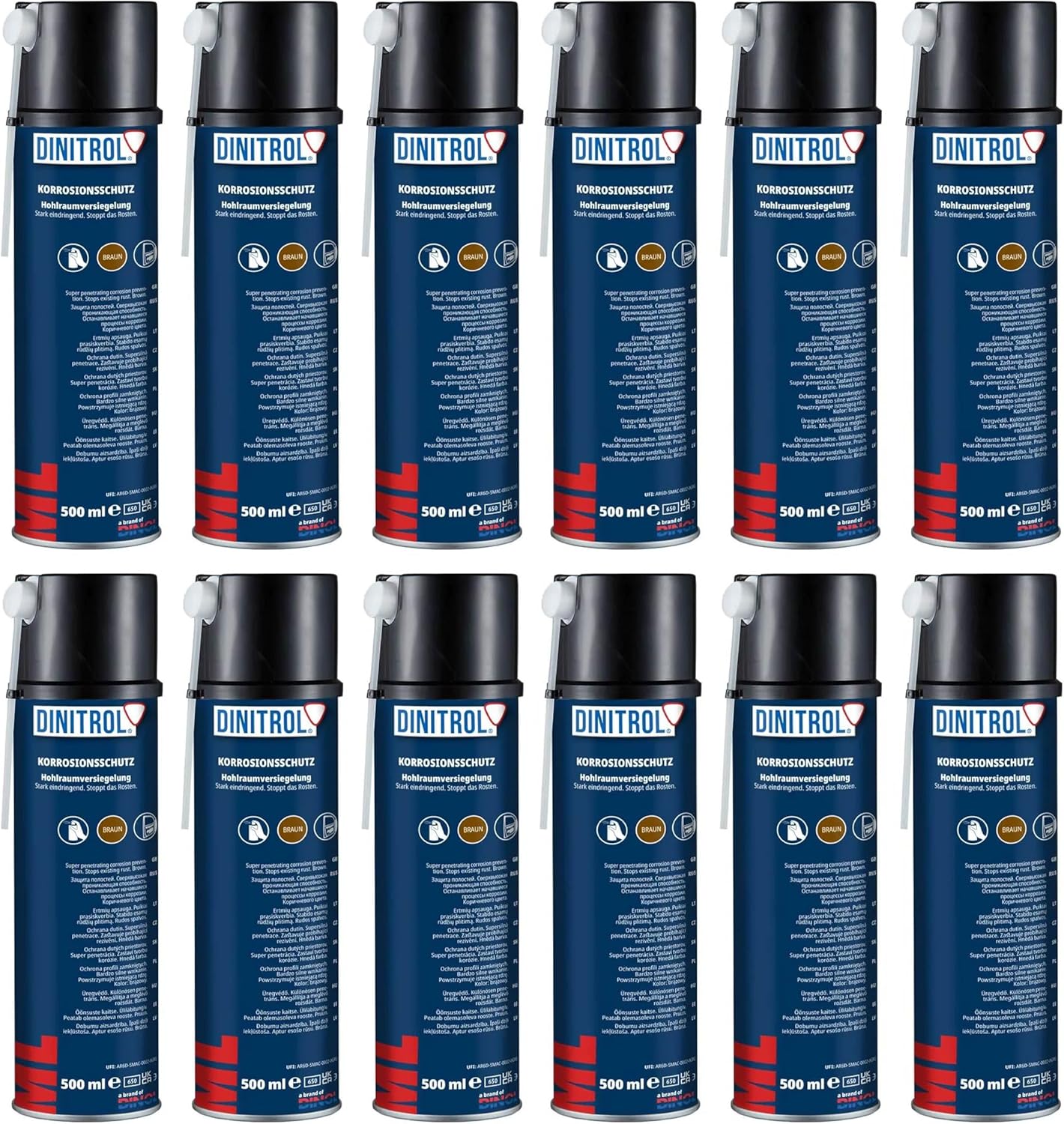 12 x 500 ml DINITROL ML SPRAY Hohlraumversiegelung 35235/18