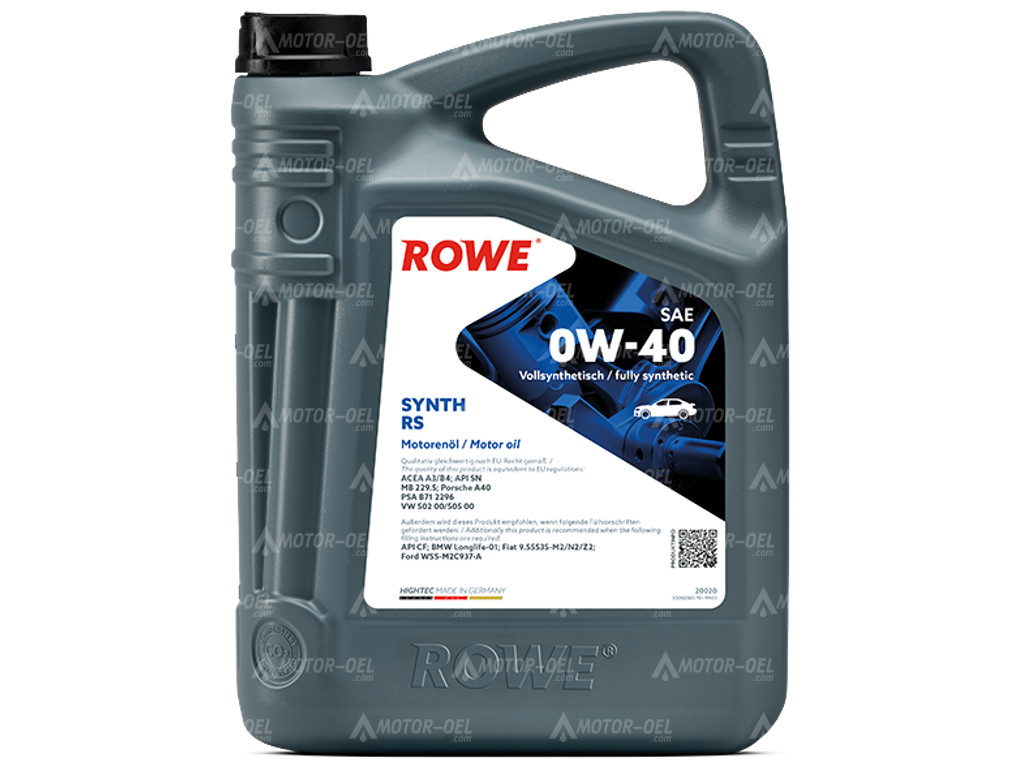 ROWE HIGHTEC SYNTH RS SAE 0W-40, 5 Liter, 20020 ROWE HIGHTEC SYNTH RS SAE 0W-40, 5 Liter, 20020